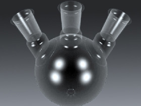 Quartz multi-ported round-bottom flask